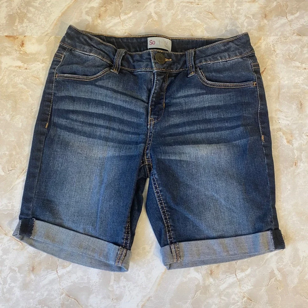 So & The Children's Place Denim Bundle Girls 12 Blue Shorts Jeans Skinny Stretch